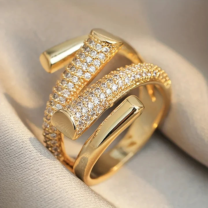 Irregular Form Bright Gold Ring